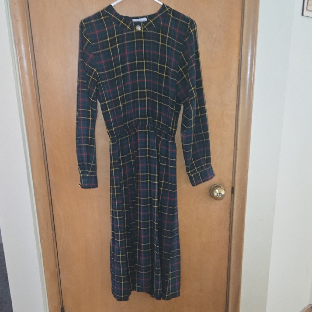 Vintage Long Sleeve Plaid Dress